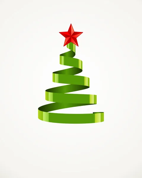 Arbre de Noël de ruban avec étoile — Image vectorielle