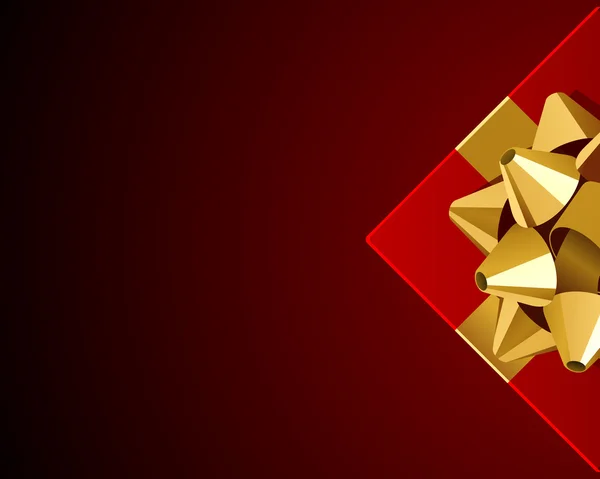 Cadeau rouge avec arc en or vue du dessus — Image vectorielle