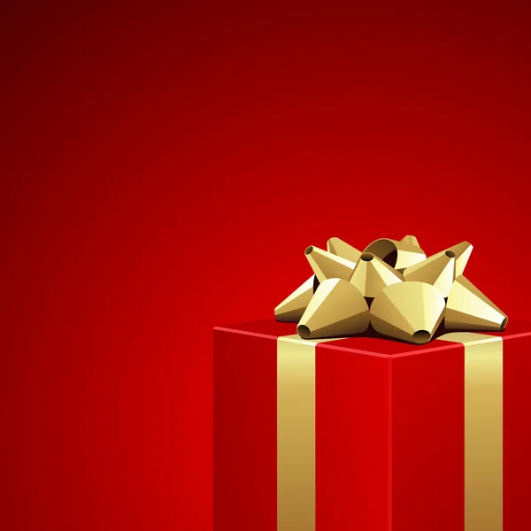 Rotes Geschenk mit goldener Schleife — Stockvektor
