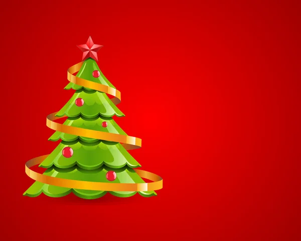 Christmas glossy tree with red star — Stock Vector