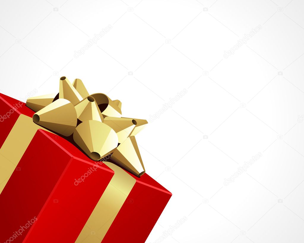 Red gift with gold bow