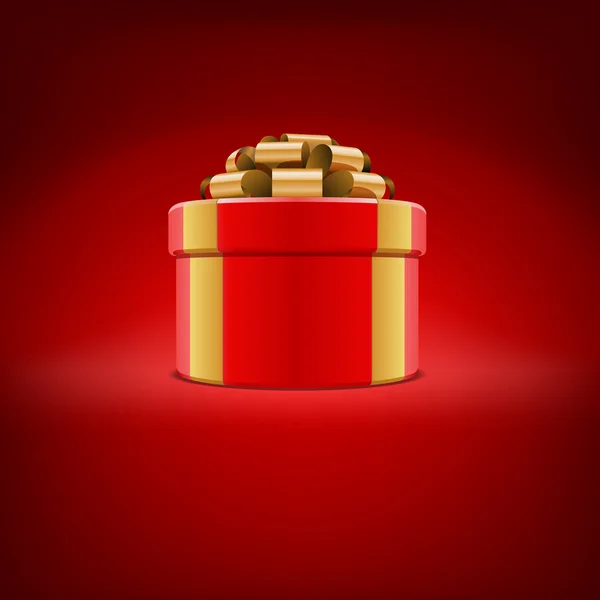 Красная подарочная коробка с золотой лентой — стоковый вектор