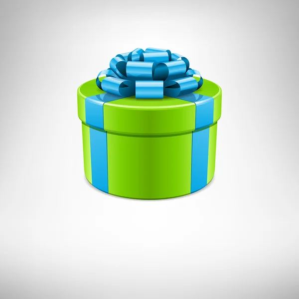 Scatola regalo verde con fiocco blu — Vettoriale Stock