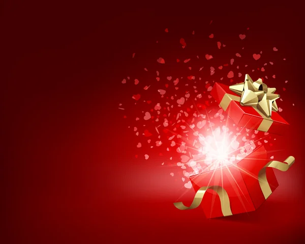 Cadeau ouvert avec feux d'artifice de confettis — Image vectorielle