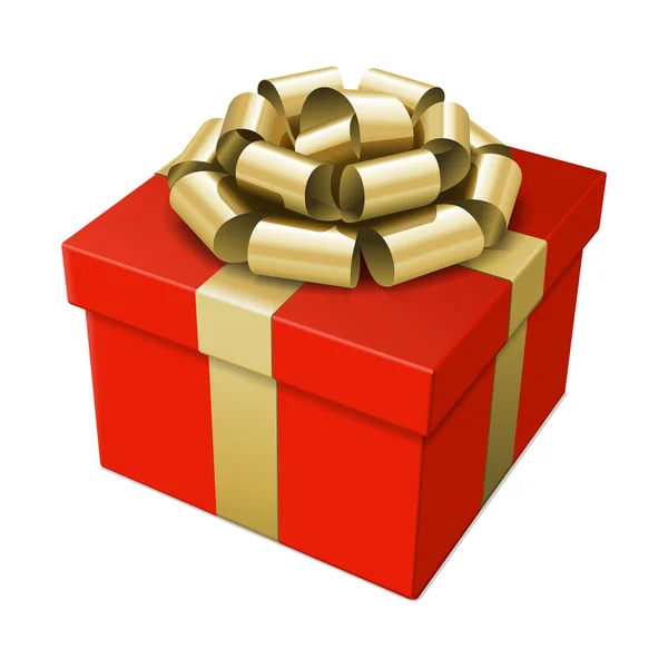 Coffret cadeau avec arc en or — Image vectorielle