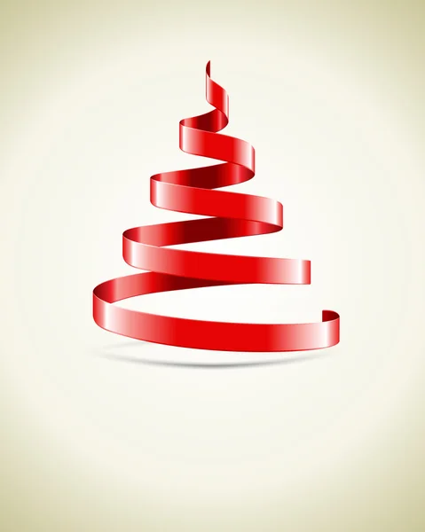 Karácsonyfa a piros szalag — Stock Vector