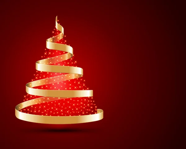 Χριστουγεννιάτικο δέντρο από χρυσός κορδέλα — Διανυσματικό Αρχείο