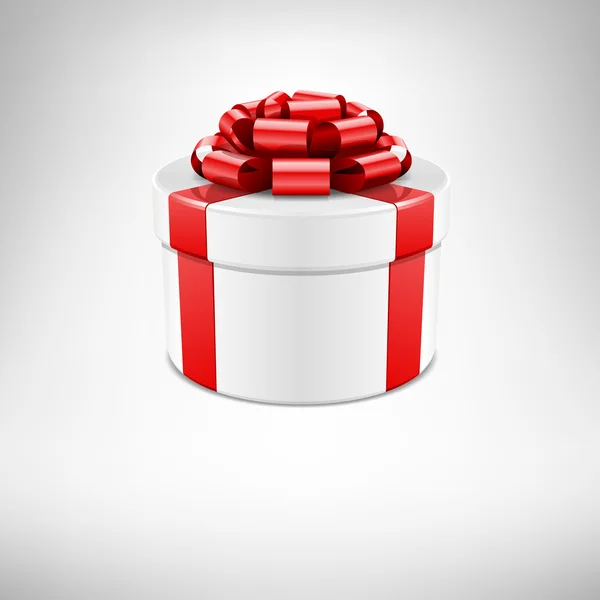Caja de regalo blanca con lazo rojo — Vector de stock