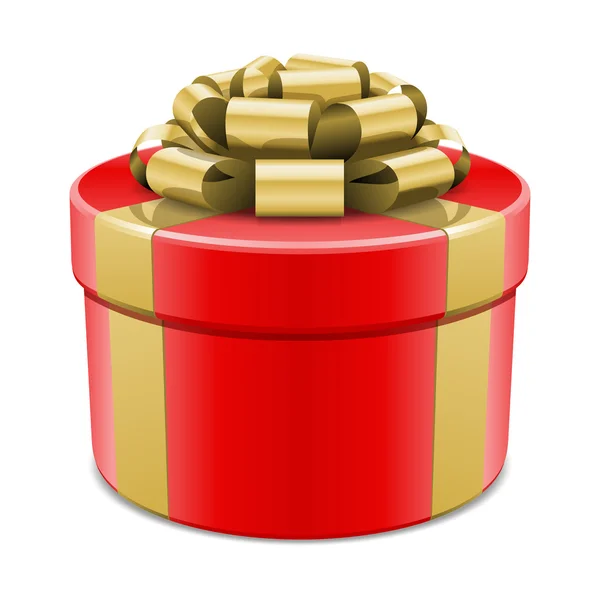 Caixa de presente vermelho com arco de ouro —  Vetores de Stock