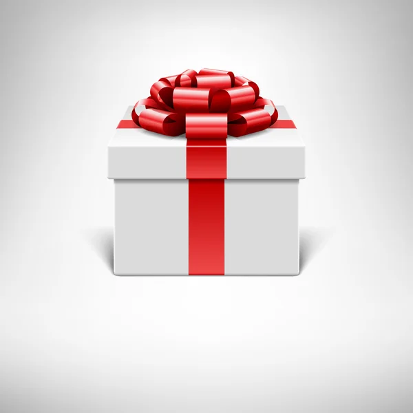 Caja de regalo blanca con cinta roja — Archivo Imágenes Vectoriales
