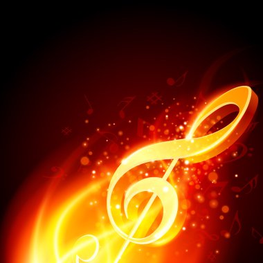 Music note burn in fire clipart