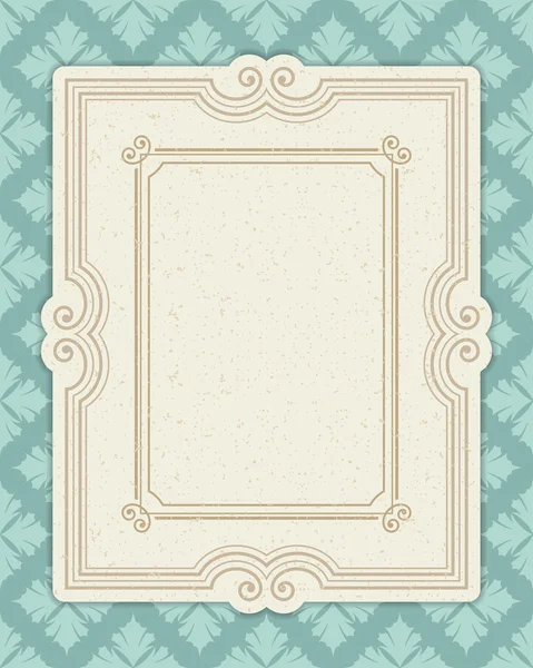 飾りや古い織り目加工パターンを持つヴィンテージ招待グリーティング カード — ストックベクタ