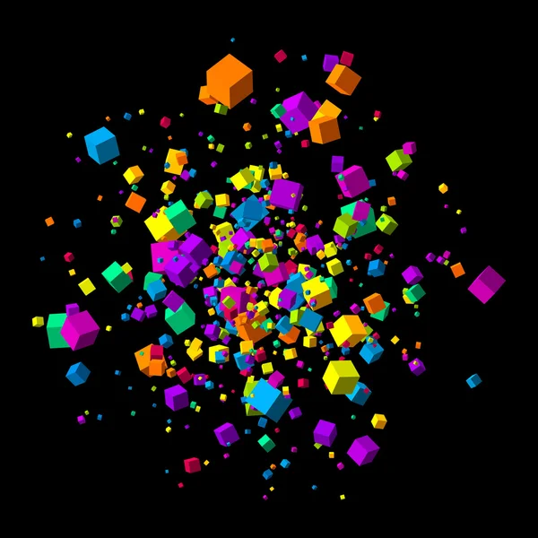 Mosca de colores 3d cubos — Vector de stock