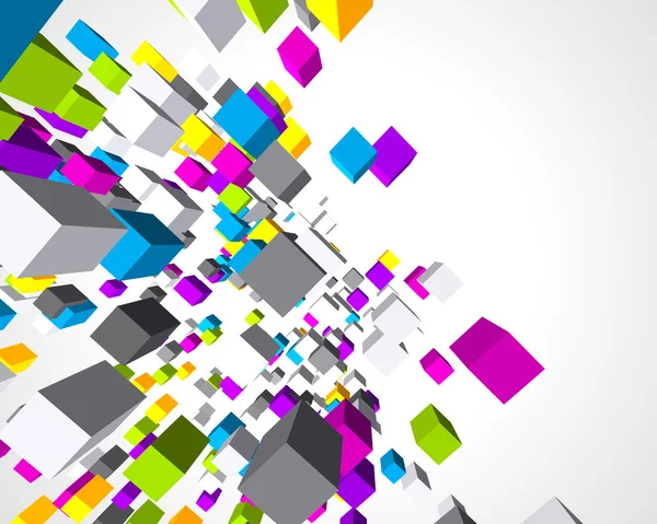 Vliegen kleurrijke 3D-kubussen — Stockvector