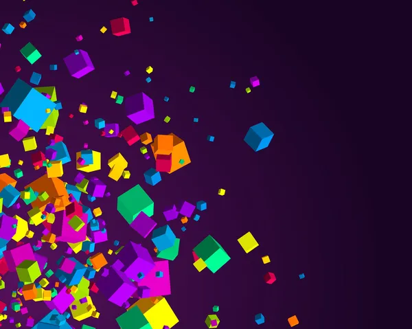 Vliegen kleurrijke 3D-kubussen — Stockvector