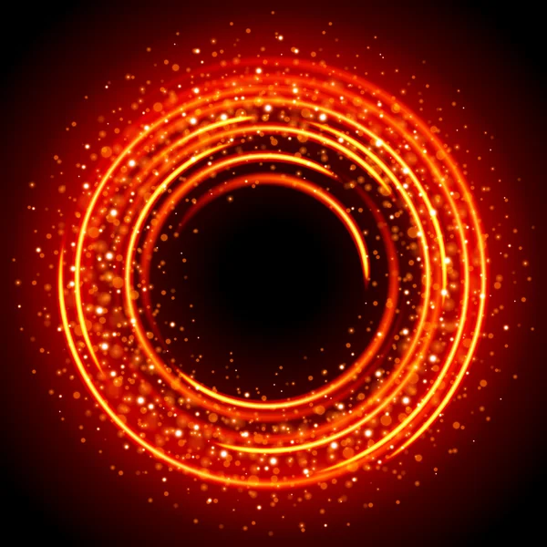 Abstrakt brinnande eld cirklar ovanifrån — Stock vektor