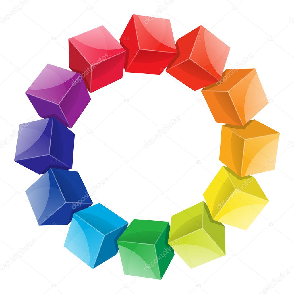Color wheel 3d from cubes