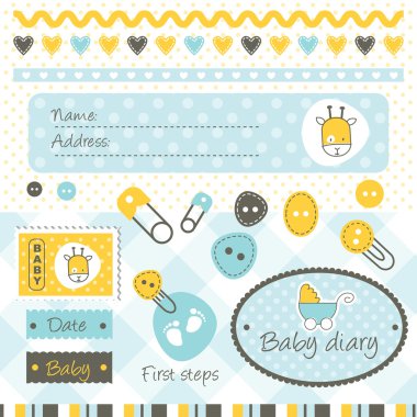 Baby shower design elements clipart