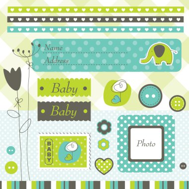 Baby shower design elements clipart