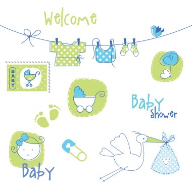 Baby shower design elements clipart