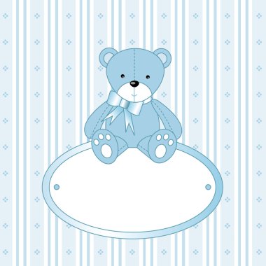 Teddy bear for baby boy - baby arrival announcement clipart