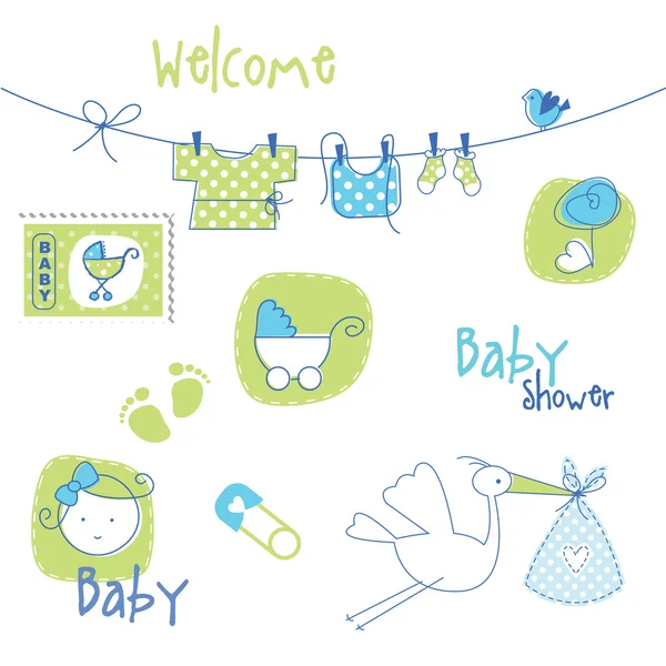 Bebek duş tasarım öğeleri — Stok Vektör