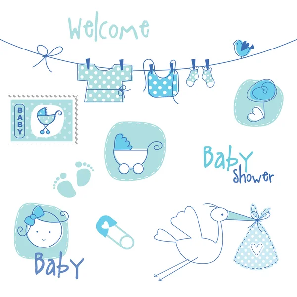 Bebek duş tasarım öğeleri — Stok Vektör