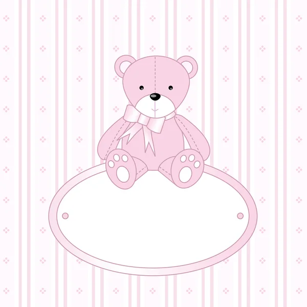Urso de pelúcia para menino - anúncio de chegada do bebê — Vetor de Stock
