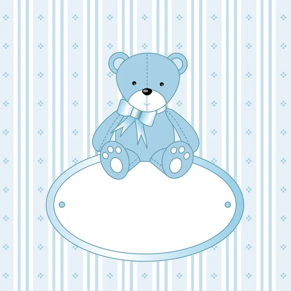 Teddy bear for baby boy - baby arrival announcement — Stock Vector