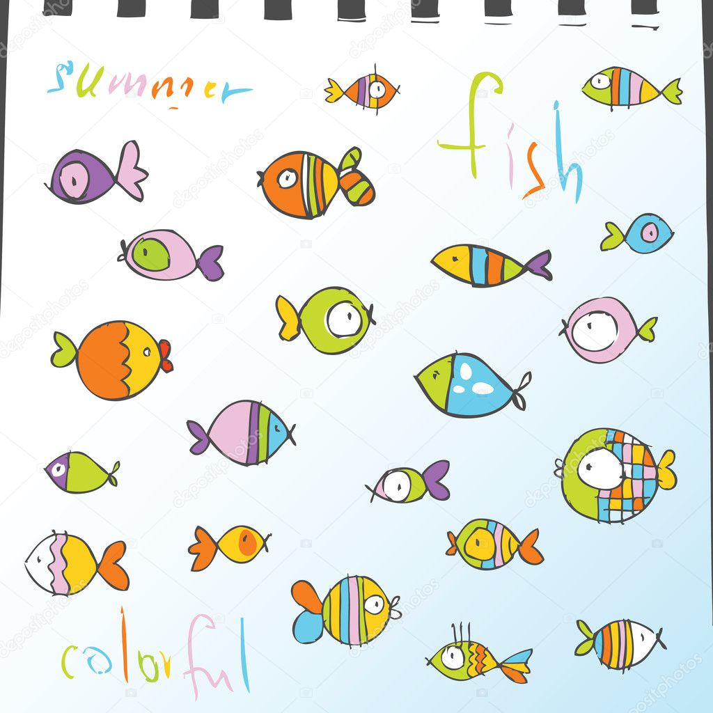 Disegni di pesci unici elementi di design — Vettoriali di LeonART