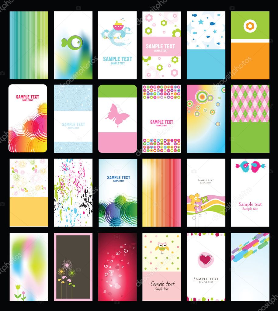 Set of colorful cards