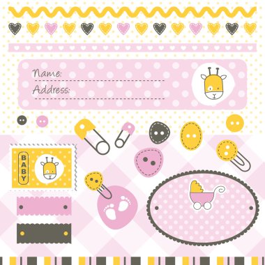 Baby shower design elements clipart