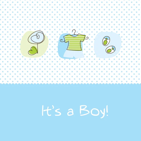 Tarjeta de anuncio de llegada del bebé niño — Vector de stock