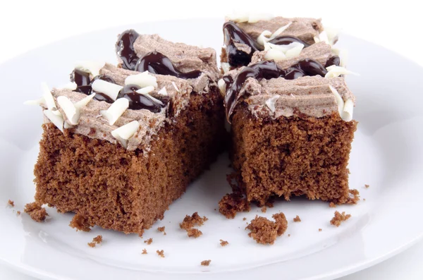 Kue coklat dengan hidangan penutup rasa saus kopi — Stok Foto