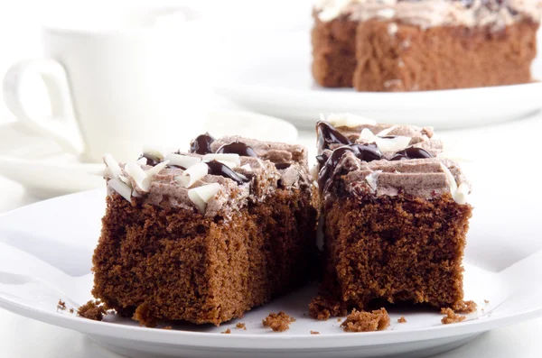Čokoládový dort s dezert chuť kávy smetana — Stock fotografie