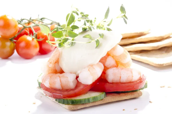 Prawns with mayonnaise prepared as a snack — Stock Photo, Image