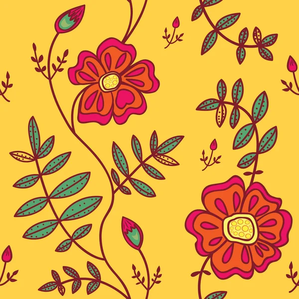 Seamless mönster med färg blommor — Stock vektor