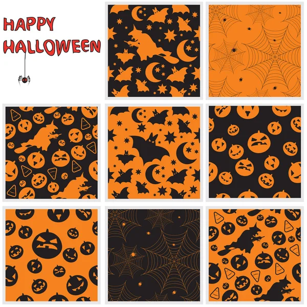 Coleção de padrões sem costura halloween — Vetor de Stock