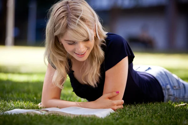 Estudiante universitario que estudia al aire libre — Foto de Stock