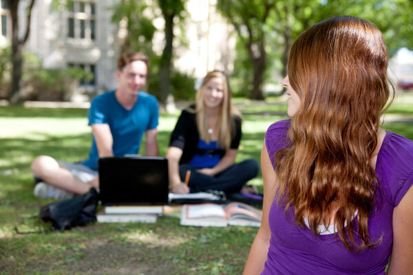 Happy Student looking back