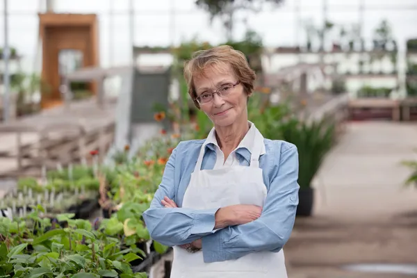 Senior Greenhouse Owner — Stock Photo, Image