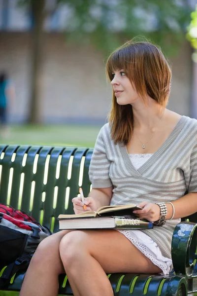 College Girl Studying Stock Photo