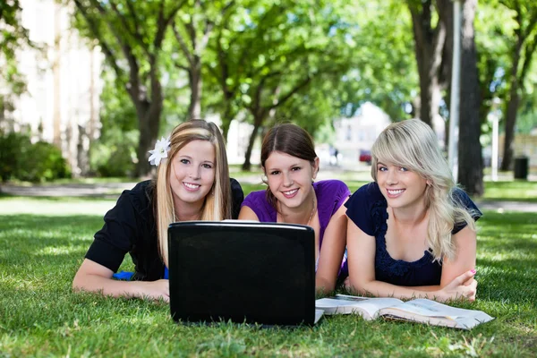 Studenten die laptop gebruiken — Stockfoto