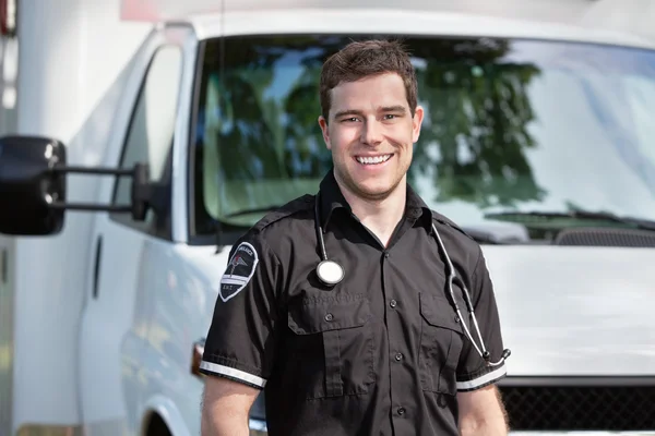 Paramedic Man Standing near Ambulance — Stock Photo, Image