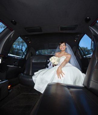 Bride Sitting in Limousine clipart