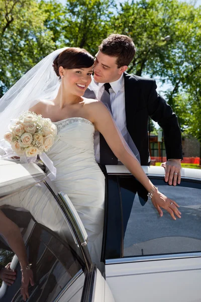 Tillgiven bröllop par — Stockfoto