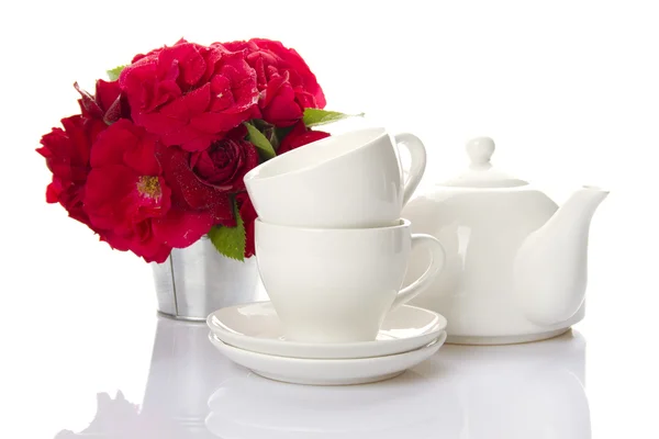Gebruiksvoorwerpen voor thee drinken white — Stockfoto
