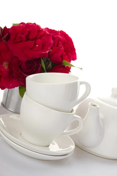 Посуд для чаювання білий — стокове фото