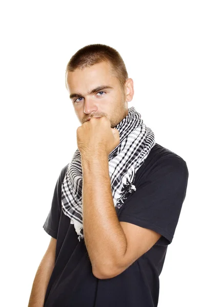 Νεαρός άνδρας σε μια παλαιστινιακή κασκόλ — Φωτογραφία Αρχείου