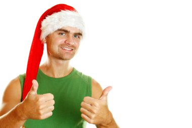 Attractive young man santa clipart